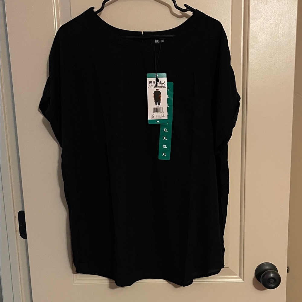 Buffalo David Bitton Black Women's Short Sleeve Tunic Top